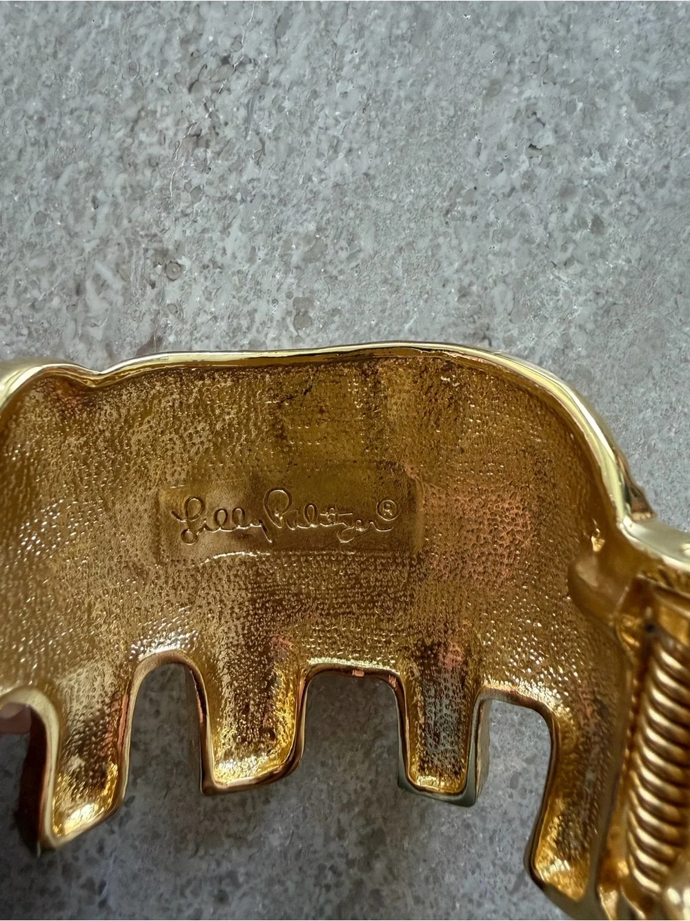 Lilly Pulitzer Gold Elephant Cuff Bracelet with White Enamel Accents